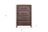 35" Brown Solid Wood Four Drawer Chest